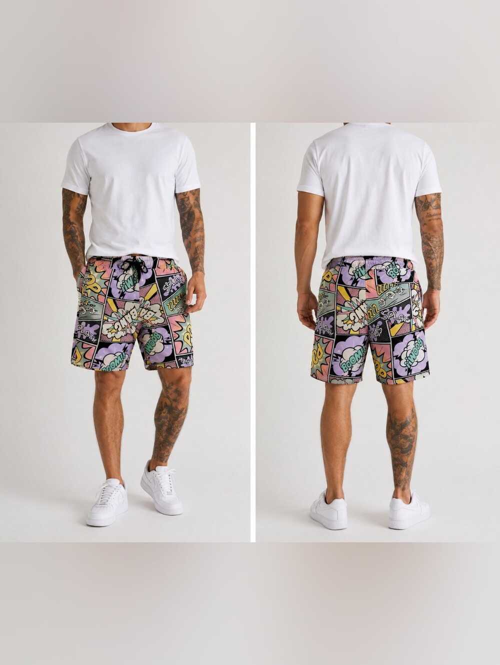 NWT Oh Snap by Drill Clothing Co Comic Print Shorts Small Pastel Pop Art Drawstr